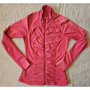 Victorias Secret VSX Sport Small Knockout Jacket Hot Pink Zip Ruched Thumb Holes